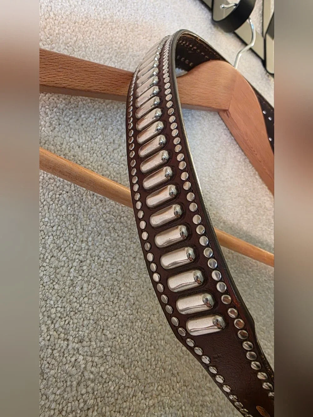 Vintage Nadim Leather Studded Belt Western 90's Made In USA 36